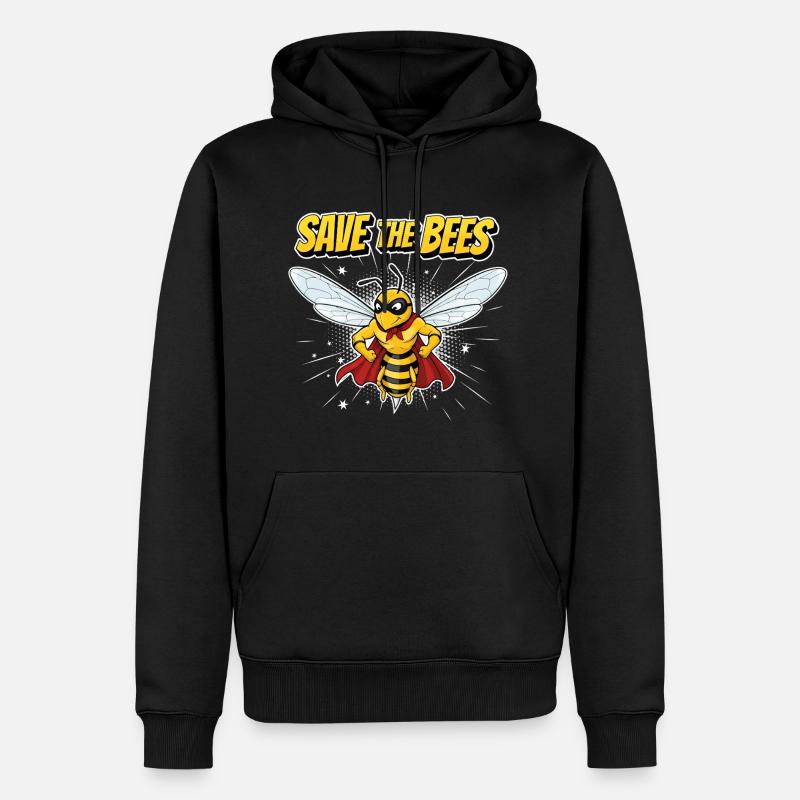 Comic Biene Heldenmotto - Männer Premium Bio Hoodie - Schwarz