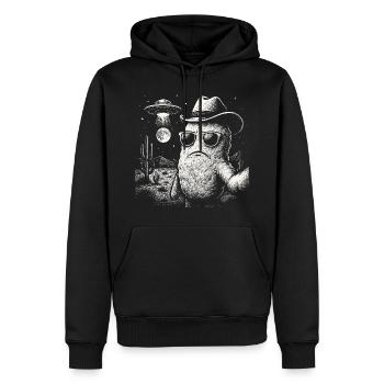 Humour Désert UFO Selfie Chicken Nugget - Sweat à capuche Premium bio Homme - noir - Devant - Nico (187cm)