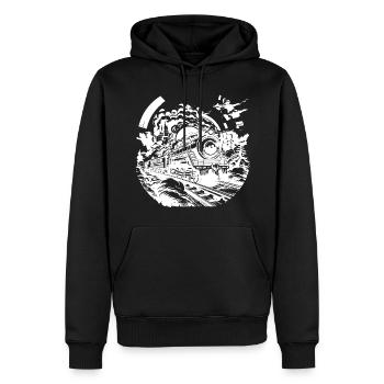 Croquis ferroviaire - Sweat à capuche Premium bio Homme - noir - Devant - Nico (187cm)