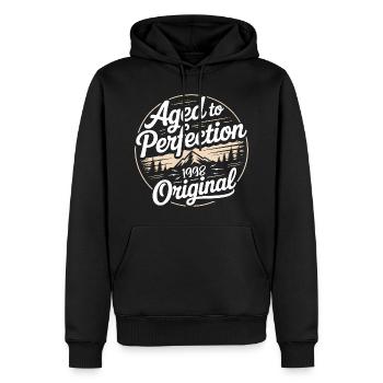 Jahrgang 1998 geboren Retro Original 1998 - Männer Premium Bio Hoodie - Schwarz - Vorne - Nico (187cm)
