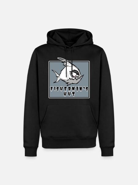 Lustiges Angler Motiv im Cartoon Stil, Fisherman - Männer Premium Bio Hoodie - Schwarz