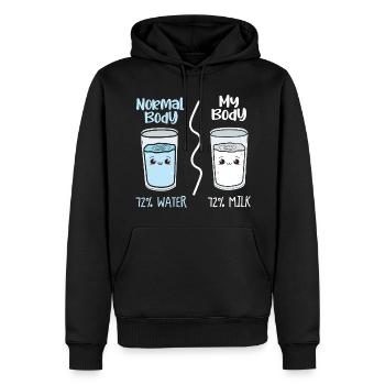 No Normal Body: Water vs Milk - Men’s Premium Organic Hoodie - black - Front - Nico (187cm)