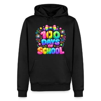 100 Jours d'École Arc-en-Ciel Magique - Sweat à capuche Premium bio Homme - noir - Devant - Nico (187cm)