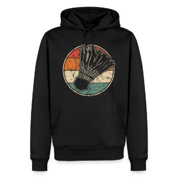 Imprimé vintage avec volant de badminton - Sweat à capuche Premium bio Homme - noir - Devant - Nico (187cm)