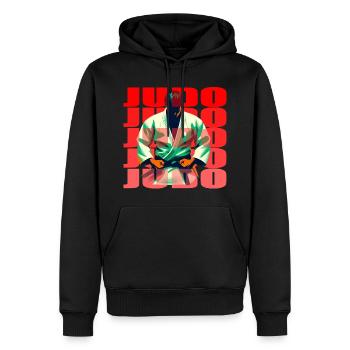Judo - Sweat à capuche Premium bio Homme - noir - Devant - Nico (187cm)