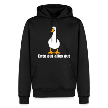 Ente gut alles gut | Cartoon - Männer Premium Bio Hoodie - Schwarz - Vorne - Nico (187cm)