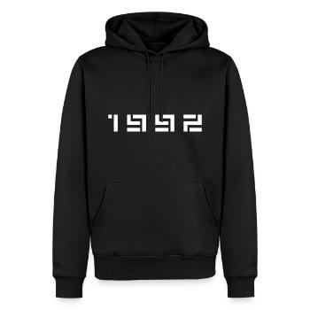 Année de naissance Anniversaire Né(e) en 1992 - Sweat à capuche Premium bio Homme - noir - Devant - Nico (187cm)