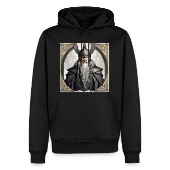 Proud Viking with Raven Helmet - Men’s Premium Organic Hoodie - black - Front - Nico (187cm)