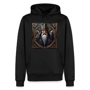 Magicien mystique avec corbeaux - Sweat à capuche Premium bio Homme - noir - Devant - Nico (187cm)