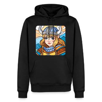 Niedliche Wikingerin Germanin Schildmaid im Comic - Männer Premium Bio Hoodie - Schwarz - Vorne - Nico (187cm)