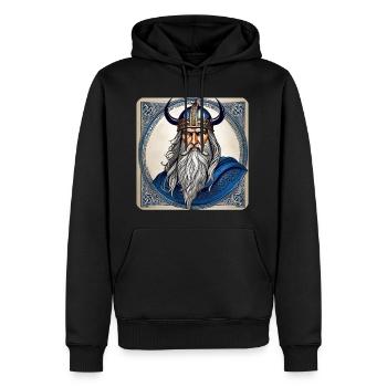 Stolzer Wikinger mit Hörner Helm - Männer Premium Bio Hoodie - Schwarz - Vorne - Nico (187cm)