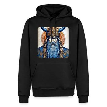 Proud Viking with Horns Helmet - Men’s Premium Organic Hoodie - black - Front - Nico (187cm)