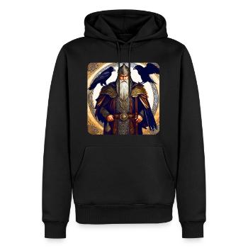 Wikinger Odin mit Raben - Männer Premium Bio Hoodie - Schwarz - Vorne - Nico (187cm)