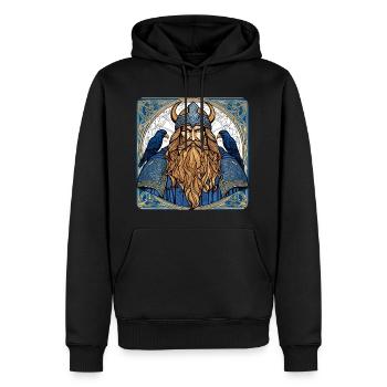Viking Odin with ravens - Men’s Premium Organic Hoodie - black - Front - Nico (187cm)