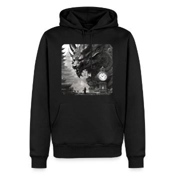Monstre démoniaque Monstre avec horloge - Sweat à capuche Premium bio Homme - noir - Devant - Nico (187cm)