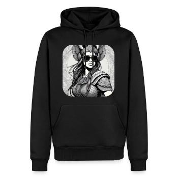 Moderne Stolze Wikingerin mit Sonnenbrille - Männer Premium Bio Hoodie - Schwarz - Vorne - Nico (187cm)