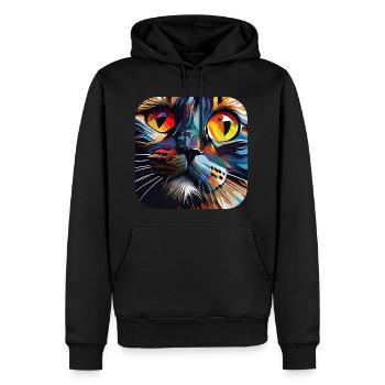 Psychedelisches Motiv Katze - Männer Premium Bio Hoodie - Schwarz - Vorne - Nico (187cm)
