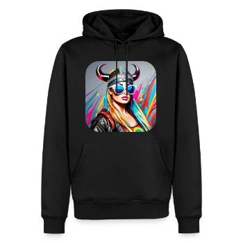 Moderne Stolze Wikingerin mit Sonnenbrille - Männer Premium Bio Hoodie - Schwarz - Vorne - Nico (187cm)