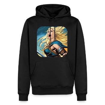 Fière Viking Germanin Shieldmaiden - Sweat à capuche Premium bio Homme - noir - Devant - Nico (187cm)