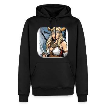 Stolze Wikingerin Germanin im Comic Style - Männer Premium Bio Hoodie - Schwarz - Vorne - Nico (187cm)