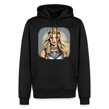 Stolze Wikingerin Germanin im Comic Style - Männer Premium Bio Hoodie - Schwarz - Vorne - Nico (187cm)