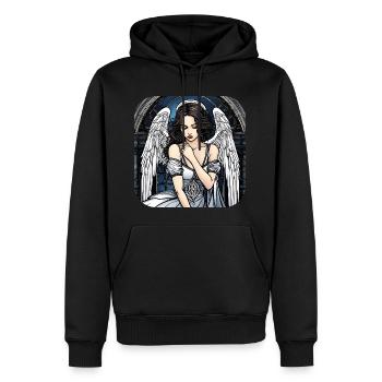 Ange gothique cool III - Sweat à capuche Premium bio Homme - noir - Devant - Nico (187cm)