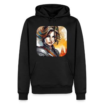 Stolze Kriegerin - Männer Premium Bio Hoodie - Schwarz - Vorne - Nico (187cm)
