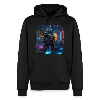 Guerrier cool du cyberespace - Sweat à capuche Premium bio Homme - noir - Devant - Nico (187cm)