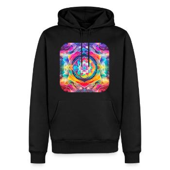Psychedelic Motif I - Men’s Premium Organic Hoodie - black - Front - Nico (187cm)