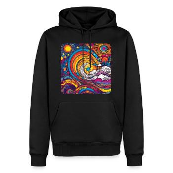 Motif psychédélique IV - Sweat à capuche Premium bio Homme - noir - Devant - Nico (187cm)