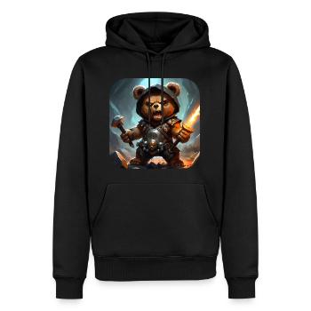 Heavy Metal Teddy Bär mit E-Gitarre - Männer Premium Bio Hoodie - Schwarz - Vorne - Nico (187cm)