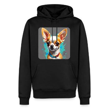 Mignon petit chien chihuahua dans un style comique - Sweat à capuche Premium bio Homme - noir - Devant - Nico (187cm)
