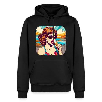Cooles Retro Girl - Männer Premium Bio Hoodie - Schwarz - Vorne - Nico (187cm)