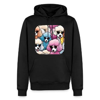Caniche coloré Pop Art - Sweat à capuche Premium bio Homme - noir - Devant - Nico (187cm)