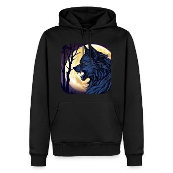 Horror Werwolf mit Vollmond - Männer Premium Bio Hoodie - Schwarz - Vorne - Nico (187cm)