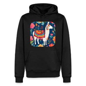 Cooles Lama - Männer Premium Bio Hoodie - Schwarz - Vorne - Nico (187cm)