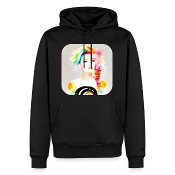 Cooles Girl mit Regenbogenhaaren - Männer Premium Bio Hoodie - Schwarz - Vorne - Nico (187cm)