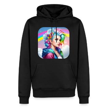 Cooles Girl mit Regenbogenhaaren - Männer Premium Bio Hoodie - Schwarz - Vorne - Nico (187cm)