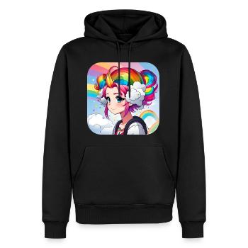 Niedliches Girl mit Regenbogenhaaren - Männer Premium Bio Hoodie - Schwarz - Vorne - Nico (187cm)