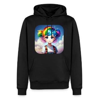 Niedliches Girl mit Regenbogenhaaren - Männer Premium Bio Hoodie - Schwarz - Vorne - Nico (187cm)