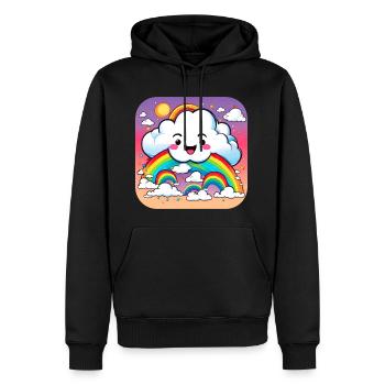 Niedliche Wolke mit Regenbogen - Männer Premium Bio Hoodie - Schwarz - Vorne - Nico (187cm)