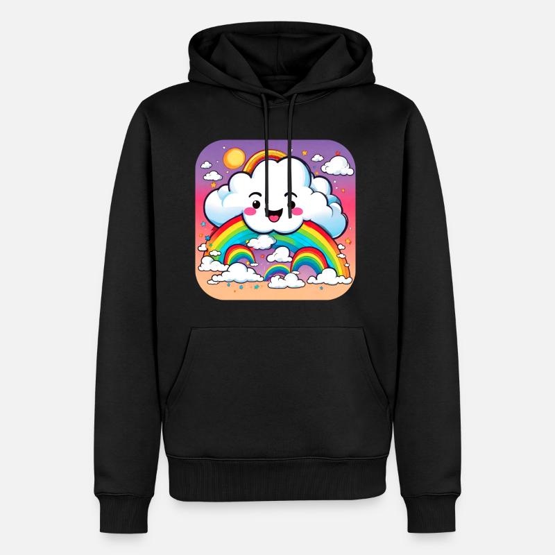 Nuage mignon avec arc-en-ciel - Sweat à capuche Premium bio Homme - noir