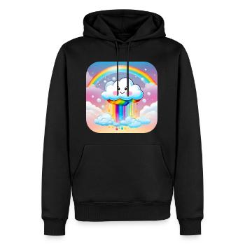 Nuage mignon faisant pleuvoir des couleurs de l’arc-en-ciel - Sweat à capuche Premium bio Homme - noir - Devant - Nico (187cm)