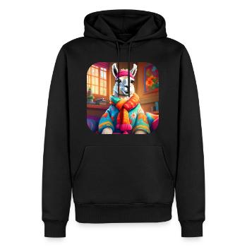 Lama d’hiver frais et confortable - Sweat à capuche Premium bio Homme - noir - Devant - Nico (187cm)