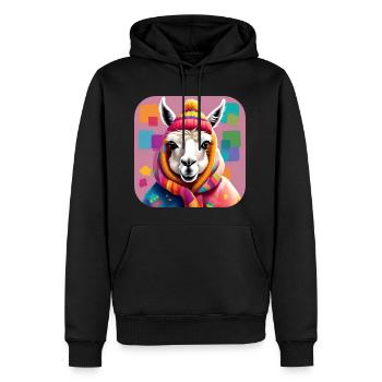 Lama d’hiver cool et confortable - Sweat à capuche Premium bio Homme - noir - Devant - Nico (187cm)