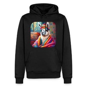 Lama d’hiver cool et confortable - Sweat à capuche Premium bio Homme - noir - Devant - Nico (187cm)