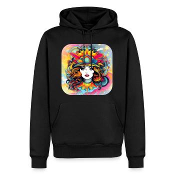 Psychedelic Motif Woman - Men’s Premium Organic Hoodie - black - Front - Nico (187cm)