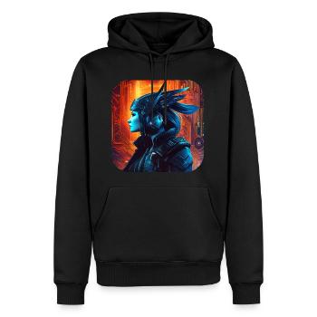 Proud Cyberspace Viking Woman - Men’s Premium Organic Hoodie - black - Front - Nico (187cm)