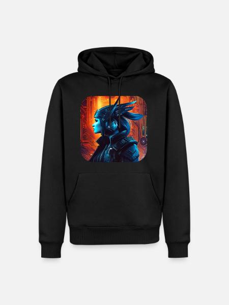 Stolze Cyberspace Wikingerin - Männer Premium Bio Hoodie - Schwarz