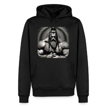 Proud Viking Warrior Germanic - Men’s Premium Organic Hoodie - black - Front - Nico (187cm)